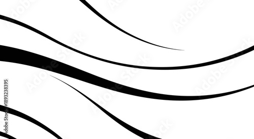 Abstract Black Brush Strokes on White Background.