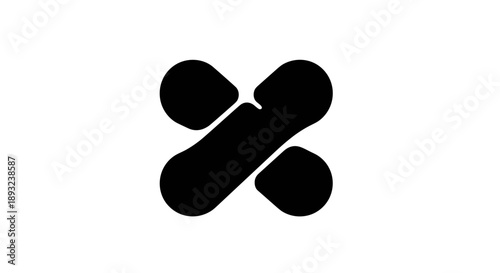 Abstract Black Shape Symbol on White Background.