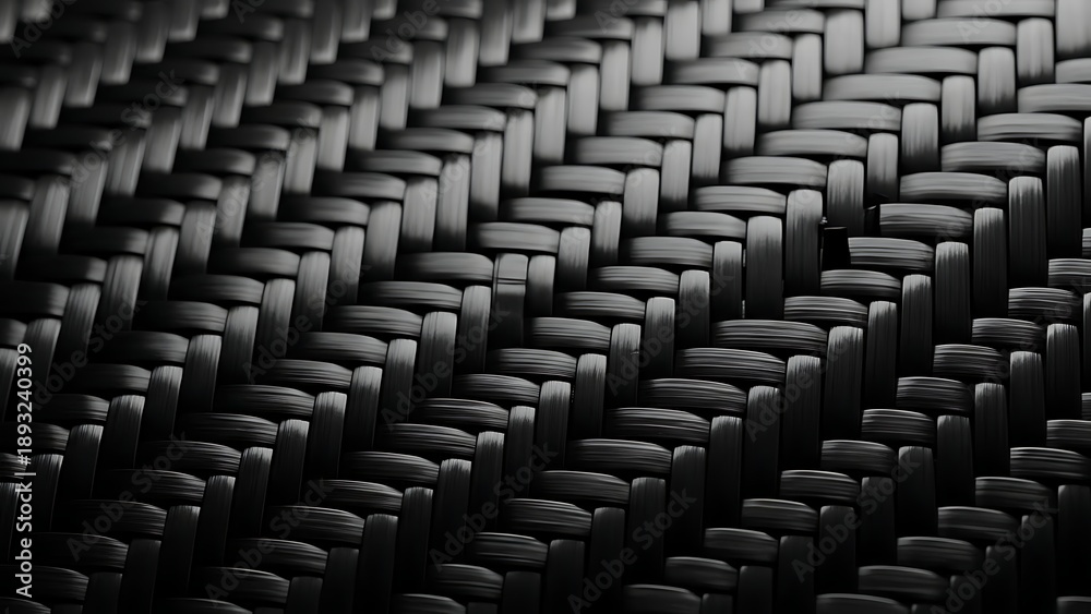 Obraz premium Intricate dark woven pattern showcasing the detailed texture of a strong synthetic material