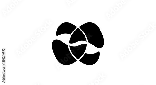 Abstract Interlocking Organic Shapes Symbol.
