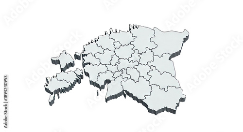 3D Map of Estonia with Counties