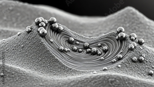 Microscopic Sand Swirl with Metallic Spheres