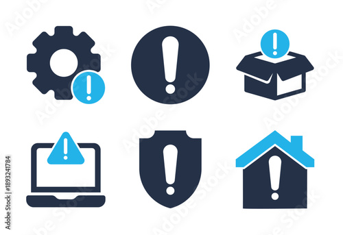 System Warning and Security icon set. Solid glyph series icons