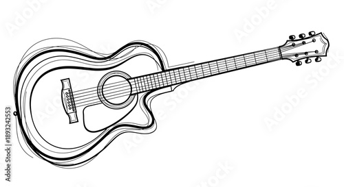Acoustic Guitar Sketch with Dynamic Lines.