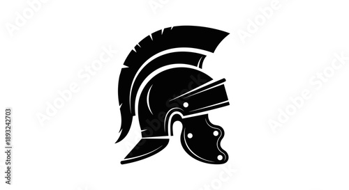 Ancient Roman Centurion Helmet Silhouette Icon.