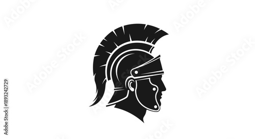 Ancient Roman Soldier Helmet Profile Silhouette Icon.