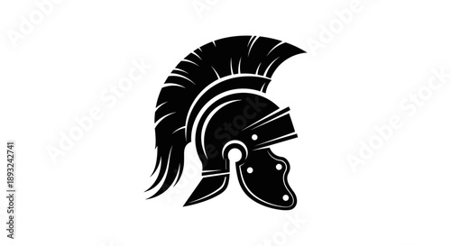 Ancient Roman Warrior Helmet Silhouette Icon Symbol.