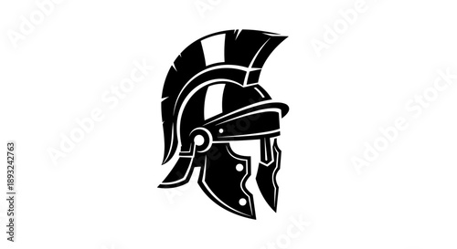 Ancient Spartan Warrior Helmet Icon Graphic Design.