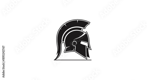 Ancient Spartan Warrior Helmet Silhouette Graphic Design.