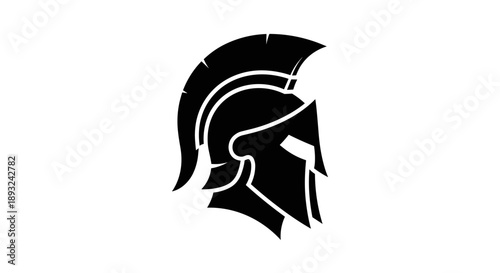Ancient Spartan Warrior Helmet Silhouette Icon 1.