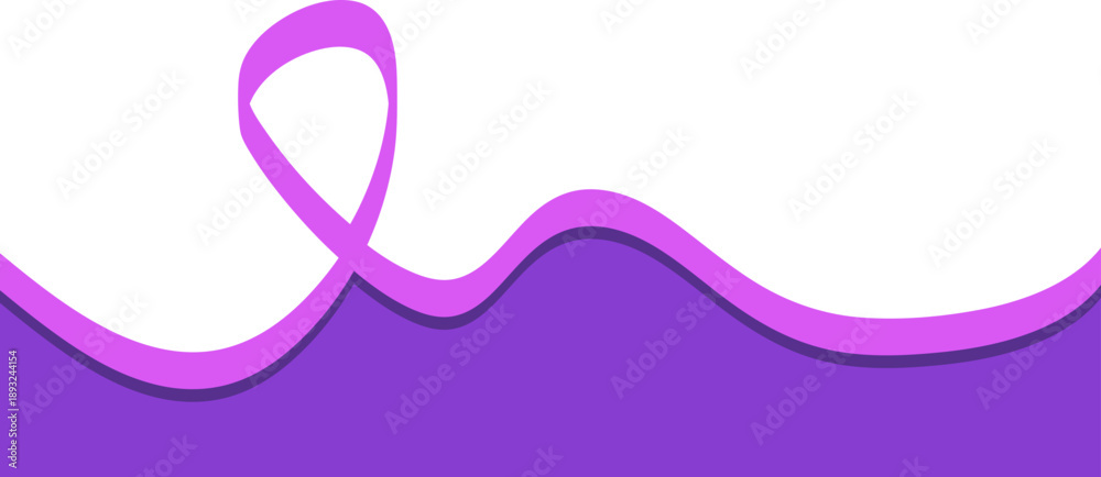 Fototapeta premium Wavy ribbon corner frame for health awarness, cancer day illustration. Vector isolated.