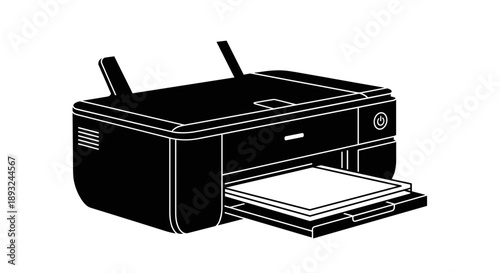 Black and white illustration of a modern inkjet printer 1.