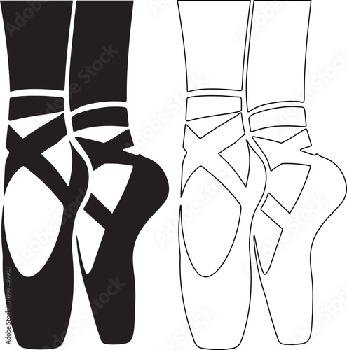 Feet silhouette in ballet slippers