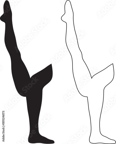 Silhouette of dancer leg stretched up
