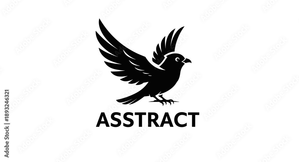 Fototapeta premium Black Bird Silhouette with Abstract Text Below.