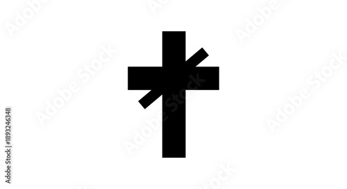 Black Christian Cross Symbol Isolated on White Background.