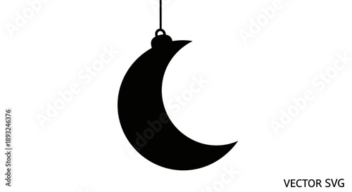 Black Crescent Moon Hanging Decoration Silhouette.