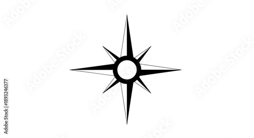 Black Compass Rose Graphic Symbol Navigation Direction.