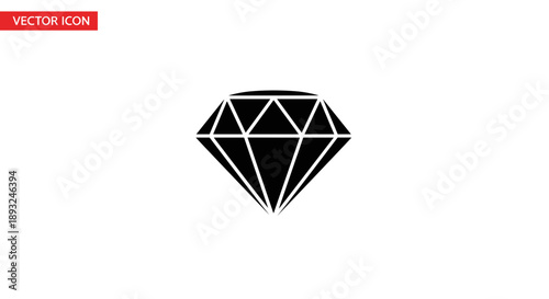 Black Diamond Gemstone Icon Vector Graphic.