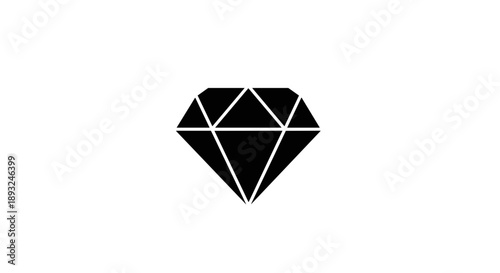 Black Diamond Gemstone Icon Simple Geometric Shape.