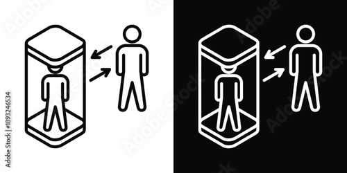 Quantum Teleportation Icon White And Black Background Style