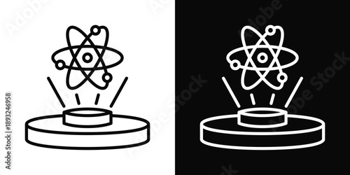 Quantum Holography Icon White And Black Background Style