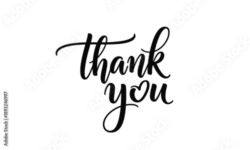 Thank You Handwritten Calligraphy Lettering Typography Vector Illustration