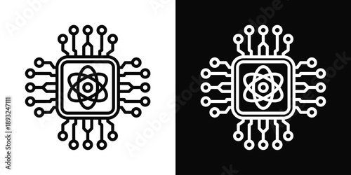 Quantum Neuron Icon White And Black Background Style