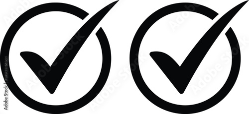 Two black checkmarks within circles symbolizing approval or completion of tasks