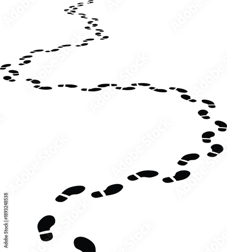 Abstract illustration of winding footsteps, symbolizing a journey, progression, or following a path into the future