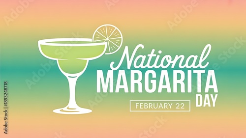 National margarita day celebration illustration with cocktail glass and lime
