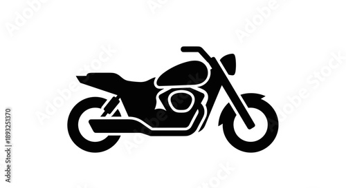 Black Silhouette of a Modern Motorcycle Side View.
