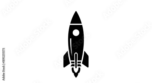 Black Silhouette of a Rocket Ship Launching Upwards.