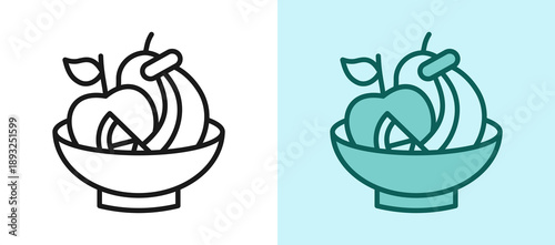 Fresh Fruit Bowl whitegreen icon
