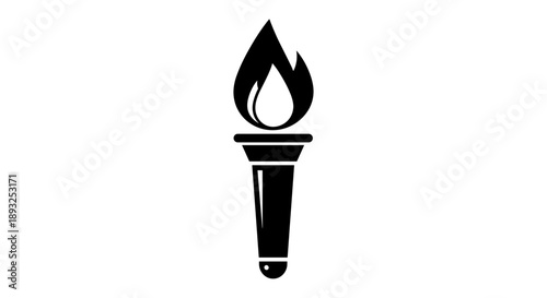 Black Silhouette of a Torch with a Flame.