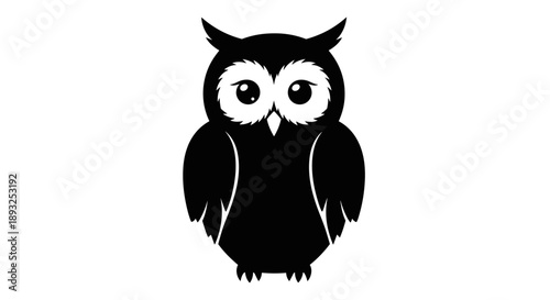 Black Silhouette of an Adorable Owl Illustration.