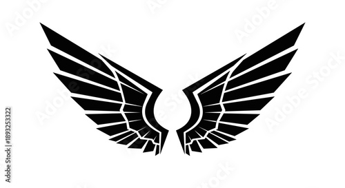 Black Stylized Wings Graphic Design Element 1.