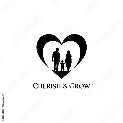 Family love heart silhouette - cherish & grow