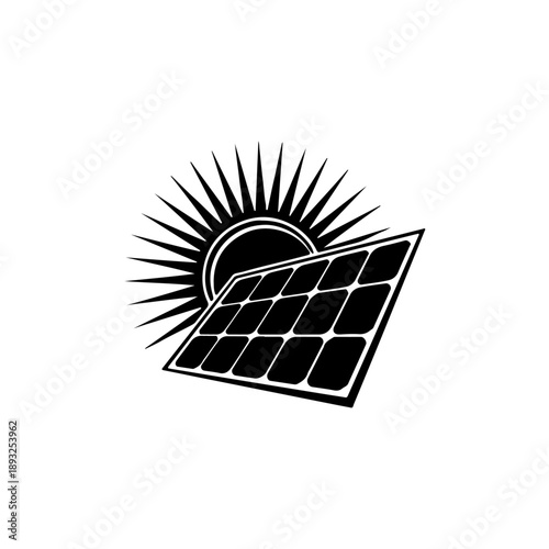 Abstract solar panel with sun rays vector illustration