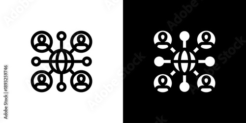 Social Network icon concept with flat Black White Background. Vector illustration.