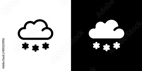 Snowing icon concept with flat Black White Background. Vector illustration.