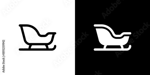 Sleigh icon concept with flat Black White Background. Vector illustration.