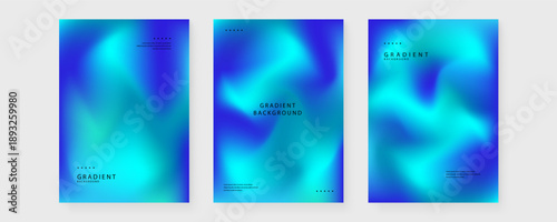 Set of three modern layouts with deep blue and turquoise mesh