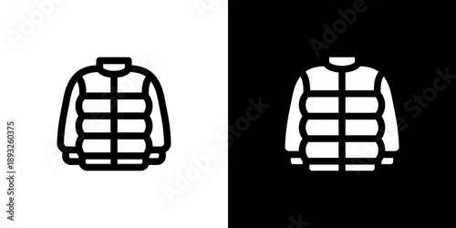 Jacket icon concept with flat Black White Background. Vector illustration.