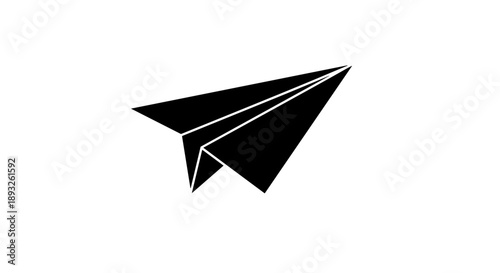 Black paper airplane icon on white background.
