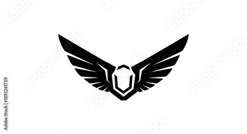 Black Shield Emblem with Stylized Wings.