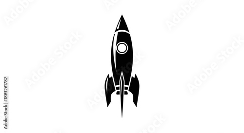 Black Silhouette of a Classic Rocket Ship.