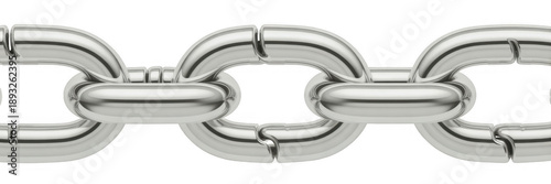 Close-up of silver chain links isolated on a transparent background