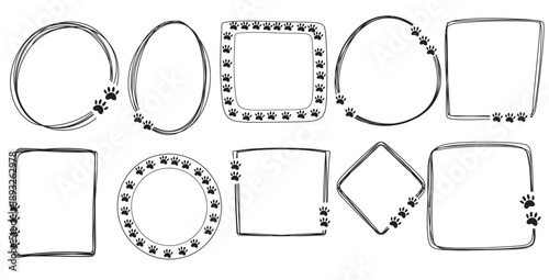 Doodle Frame Icons Collection with Square and Circle Shapes