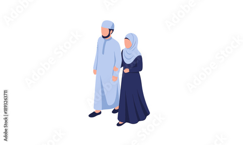 Muslim Couple Standing Together.